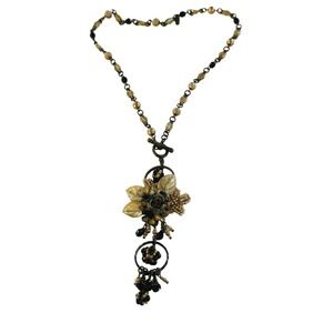 Colleen Toland Signed Necklace Floral Elegant Regency Victorian Style Beaded 17"